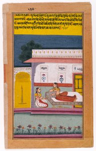 Una Nayika espera a su amante, Bikaner, Rajasthan, c.1700-25 de Indian School