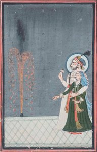 Un Raja y Rani viendo fuegos artificiales, c.1815