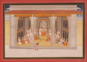 Un rey en durbar en un pabellón de Indian School