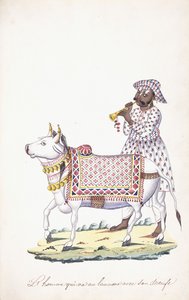 Un hombre con su buey, c. 1825 de Indian School