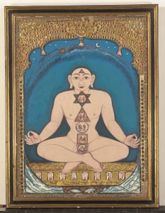 Pintura sobre tabla de un Tirthankara