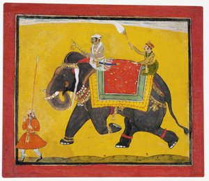 Un rajá montando un elefante de Indian School