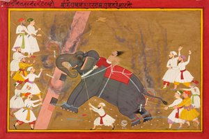 Un elefante se desboca, c.1700 de Indian School