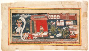El bebé Krishna es llevado a salvo de Indian School