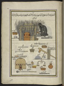 fabricante de brazaletes,  86 dibujos encuadernados en un volumen que representa oficios y ocupaciones en Cachemira, se muestra a los artesanos trabajando con sus implementos y equipos,  Por un artista de Cachemira, probablemente en Srinagar, c.1850-60 (go de Indian School
