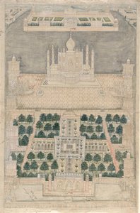 Vista aérea del Taj Mahal en Agra, 1790-1810 de Indian School