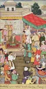 Akbar recibe regalos de los embajadores de Badakhshan, del Akbarnama, c.1605 de Indian School