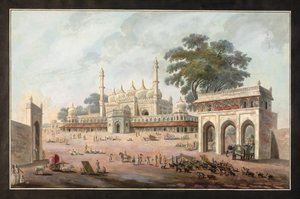 Mezquita de Chandni Chowk y Munny Begum, Murshidabad, c.1795 (acuarela sobre papel) de Indian School