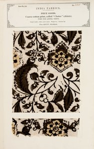 Muestra de algodón grueso con patrón chetee (chintz) de Arcot en Madrás, de La Colección de los Fabricantes de Textiles de la India, por John Forbes Watson, publicada en 1866 de Indian School