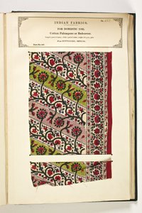 Palempore de algodón o cubrecama, Fatehgarh, Uttar Pradesh, India, para uso doméstico, No. 152 de "La colección de los fabricantes de textiles de la India", por John Forbes Watson, publicado en 1866 de Indian School
