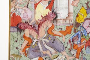 (detalle) Krishna parte al demonio Narakasura con su disco de Indian School