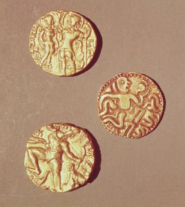 Dinares de Kumargupta I (425-454) Chandragupta I (320-335) y Sri Rajray (oro)