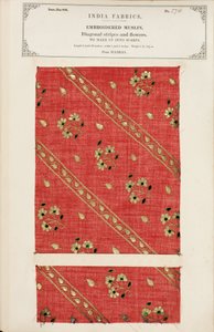 Muestra de muselina bordada de Madrás, de La Colección de los Fabricantes de Textiles de la India, por John Forbes Watson, publicada en 1866 de Indian School