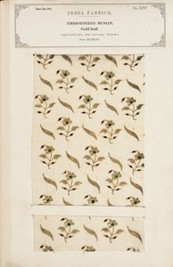 Muestra de muselina bordada de Madrás, de La Colección de los Fabricantes de Textiles de la India, por John Forbes Watson, publicada en 1866