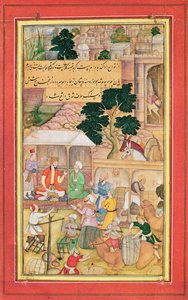 Emperador Babur en conversación con un anciano, siglo XV-XVII de Indian School