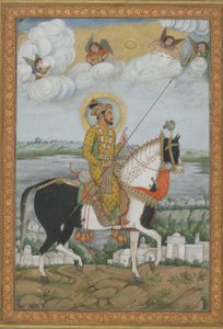 Retrato ecuestre del Emperador Shah Jahan del Álbum Kevorkian de Indian School