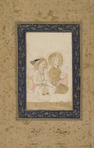 Humayun y Akbar, folio de álbum separado, c.1900 de Indian School
