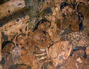 ARTE INDIO: Fresco de la cueva budista nº 19. Siglo II a.C. (fresco)
