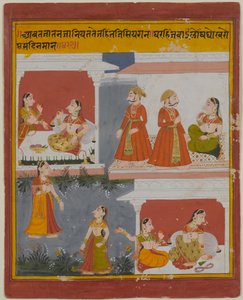 Ilustración de un manuscrito del Bihari Satasai, principios del siglo XVIII de Indian School