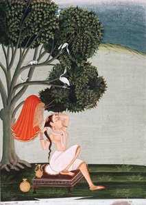 Dama india en su tocador peinándose de Indian School