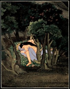 Krishna enlace de Radha (Krishna abrazado por Radha) - Art India, gouache sur papier, vers 1775 de Indian School