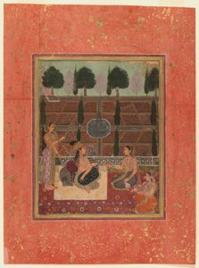 Damas en una terraza, estilo mogol, c.1700-10 de Indian School