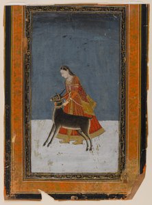 Dama con un ciervo negro, c.1750