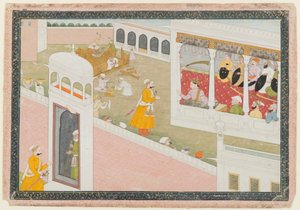 Hoja de una Serie Dispersa de Hamir Hath, 1800-1810 de Indian School