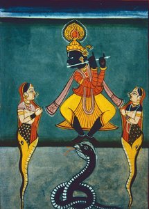 Lord Krishna (gouache y acuarela sobre papel)