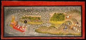 Maharana Jagat Singh II cazando halcones y jabalíes, c.1740