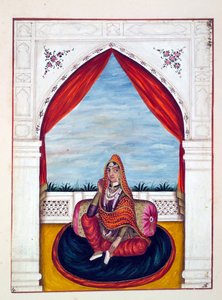 Maharani Chand Kaur, del Reino del Punjab, sus gobernantes y jefes, volumen I, un volumen de 27 estudios en acuarela por un artista indio no identificado, c.1840 de Indian School