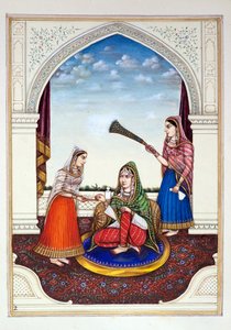 Maharani Jindan, del Reino del Punjab, sus gobernantes y jefes, volumen I, un volumen de 27 estudios en acuarela por un artista indio no identificado, c.1840