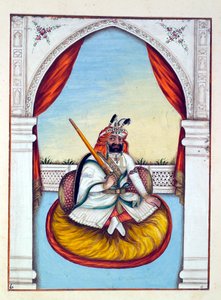 Maharajá Sher Singh, del Reino del Punjab, sus gobernantes y jefes, volumen I, un volumen de 27 estudios en acuarela por un artista indio no identificado, c.1840 de Indian School