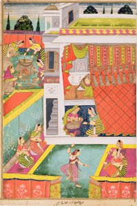 Pintura en miniatura celebrando el nacimiento de un niño, posiblemente Aurangabad, Deccan