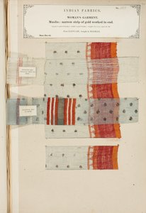 Muestra de muselina de Ganham, comprada en Madrás, de La Colección de los Fabricantes de Textiles de la India, por John Forbes Watson, publicada en 1866 de Indian School