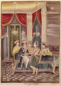 Nasir Ud-Din Haidar (1827-1873) Rey de Oudh en su palacio, 1845 de Indian School