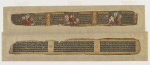 Parinirvana de Buda, de un manuscrito Prajnaparamita, Bengala o Bihar, dinastía Pala-Sena de Indian School