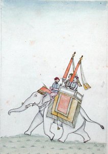 Retrato de un príncipe montando un elefante, principios del siglo XIX
