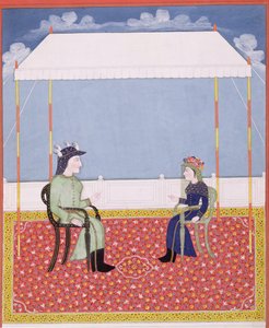 Retrato de una pareja colonial inglesa de Indian School