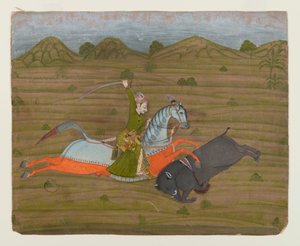 Príncipe Cazando Jabalíes (Pintura Miniatura), 1765 de Indian School