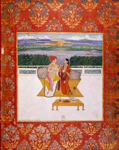 Príncipe Sudjakoulikan con una dama. Miniatura india de la escuela de Lucknow. 1760 París, B.N. de Indian School
