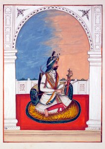 Rajá Hira Singh, del Reino del Punjab, sus gobernantes y jefes, volumen I, un volumen de 27 estudios en acuarela por un artista indio no identificado, c.1840 de Indian School