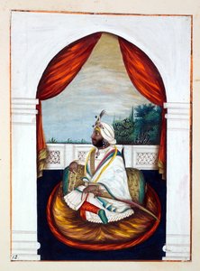 Rajá Sher Singh, del Reino del Punjab, sus gobernantes y jefes, volumen I, un volumen de 27 estudios en acuarela por un artista indio no identificado, c.1840 de Indian School