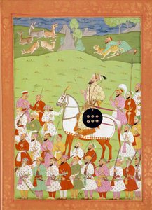Representación de Shah Alem segundo hijo de Aurengzib a caballo de Indian School