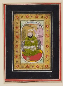 Gobernante con jama verde atendido por un portador de morchal, 2ª mitad del siglo XVIII (gouache sobre cartón) de Indian School