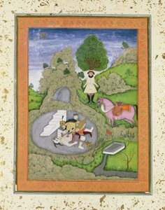 Rustam matando al Demonio Blanco, ilustración del "Shahnama" (Libro de los Reyes), de Abu