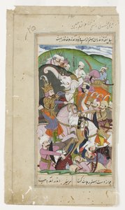 Rustam atrapa al Khaqan de China y lo arrastra desde su elefante blanco de Indian School
