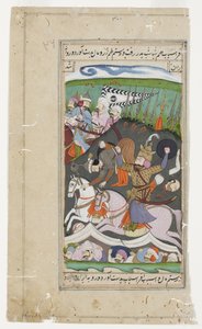 Rustam levanta a Afrasiab de su silla por el cinturón de Indian School