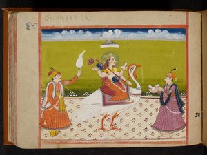 Saraswati,siglo XV (papel) de Indian School