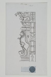 Columna esculpida de un león y otras figuras de Indian School